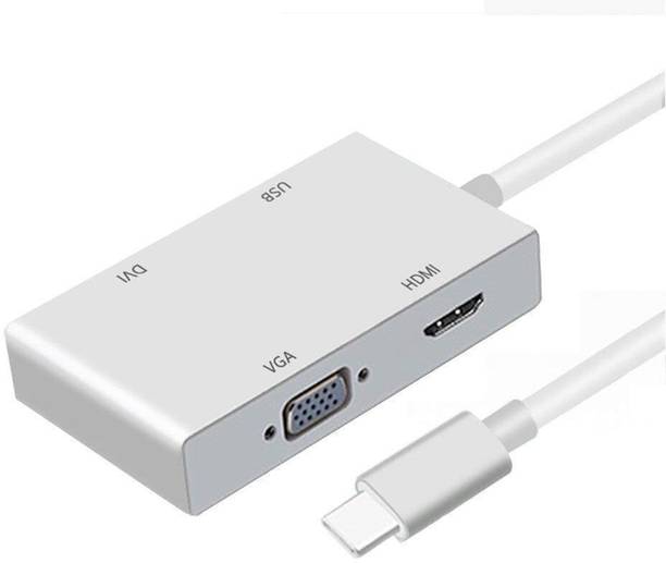WiredCom 3-in-1 Cable 0.1 m Type C to HDMI Adapter; USB C to HDMI DVI VGA USB 3.0 HUB Multi Port Adapter