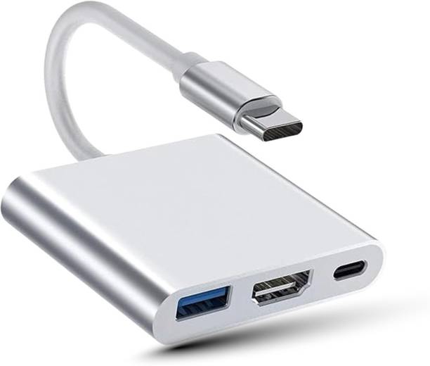 CIHROX 3-in-1 Cable 2 A 0.1 m Heavy Steel 3-in-1 Multiport USB Hub | Type C To HDMI Adapter |Connector| 100W PD Fast Charging Ports | upto 5 Gbps High-Speed Data Transfer for laptops, MacBook, Tablets & Smartphones
