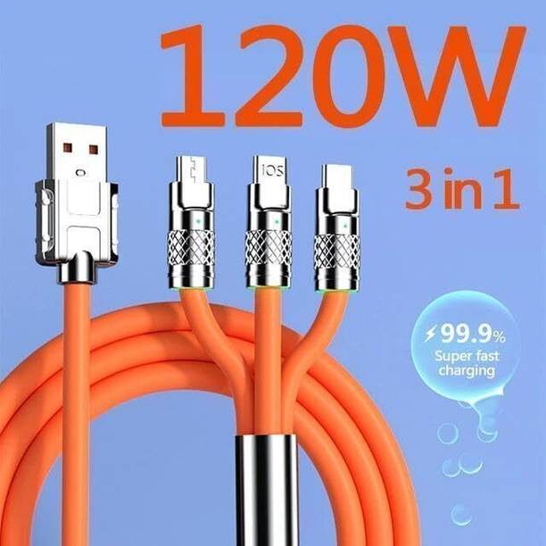 VARNI ADR 3-in-1 Cable 1.5 m 120W Charger Cable, 3 in 1 Fast Charging Data Cable, Portable Charger Cord