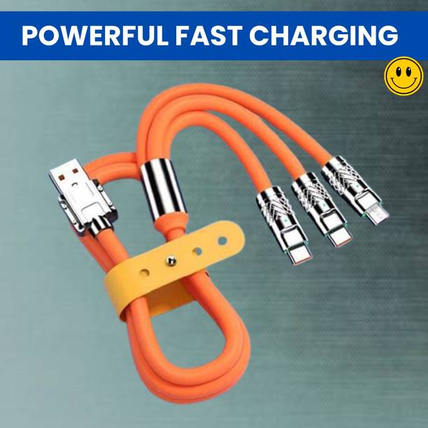 SACRO 3-in-1 Cable 1 m 3 in 1 Charging Cable With Type C, Lightning & Compatible with All MobileQ243