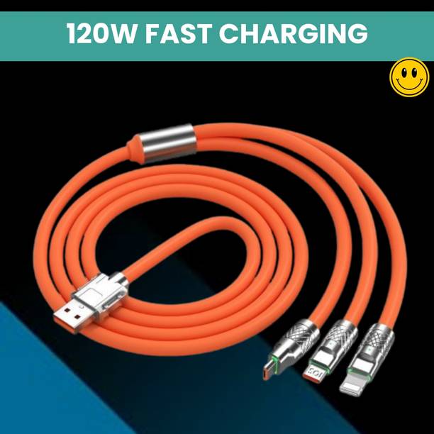 SACRO 3-in-1 Cable 1 m 3 in 1 Charging Cable With Type C, Lightning & Compatible with All MobileQ77