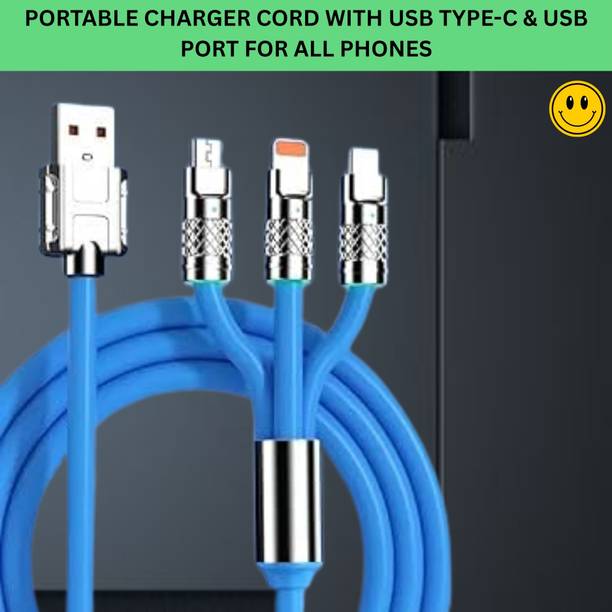 SACRO 3-in-1 Cable 1 m 3 in 1 Charging Cable With Type C, Lightning & Compatible with All MobileQ381