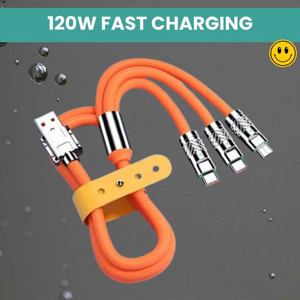 SACRO 3-in-1 Cable 1 m 3 in 1 Charging Cable With Type C, Lightning & Compatible with All MobileW386