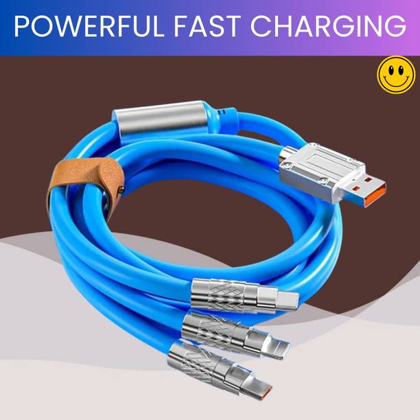 SACRO 3-in-1 Cable 1 m 3 in 1 Charging Cable With Type C, Lightning & Compatible with All MobileW220