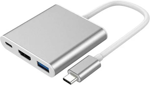 CIHROX 3-in-1 Cable 2 A 0.1 m Heavy Steel New 3-in-1 USB Type C to HDMI Adapter 4K@30Hz, 100W PD Fast Charging Port, USB A 3.0 @5Gbps Speed, MultiPort HUB for MacBook Pro Air, Windows, Laptop, iPad, Tablet, Smartphone & All Type C Devices