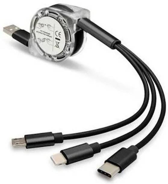 Oliv Life 3-in-1 Cable 1 m | USB Type C Cable | 2 A 3 m TOP PRICE 3-in-1 USB Charge Phone/Type C/Micro USB All Android iOS Smartphones