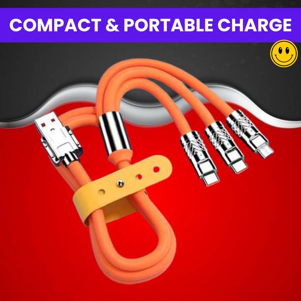 SACRO 3-in-1 Cable 1 m 3 in 1 Charging Cable With Type C, Lightning & Compatible with All MobileW238