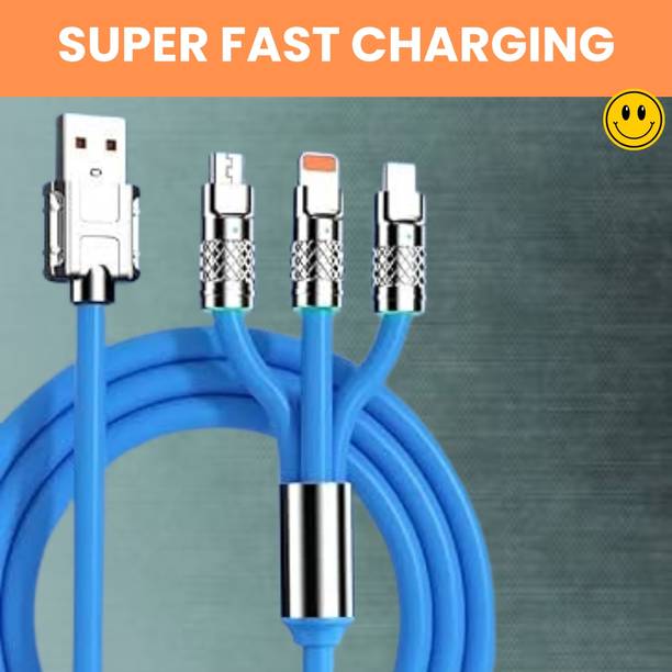 SACRO 3-in-1 Cable 1 m 3 in 1 Charging Cable With Type C, Lightning & Compatible with All MobileW486