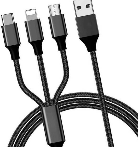 Techpunch 3-in-1 Cable 1 m %100 Best Amazing USB Phone Cable Charging Cable 3 in 1 Multi USB Cable Multiple Charger Fast Charging Cord