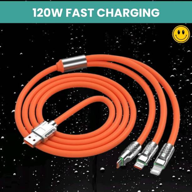 SACRO 3-in-1 Cable 1 m 3 in 1 Charging Cable With Type C, Lightning & Compatible with All MobileW464