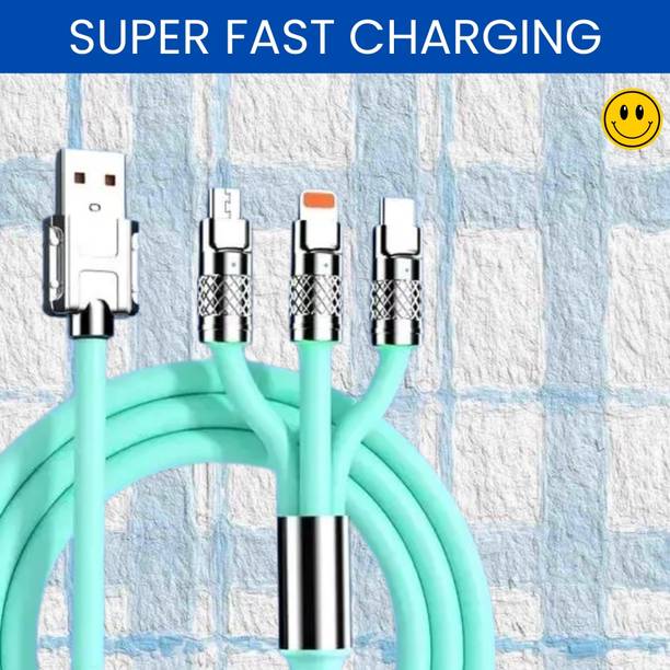 SACRO 3-in-1 Cable 1 m 3 in 1 Charging Cable With Type C, Lightning & Compatible with All MobileW176