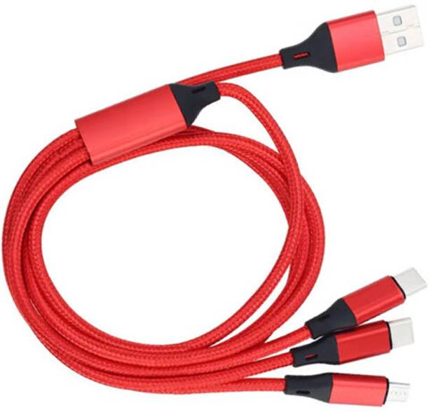 RENTOOR 3-in-1 Cable 1 m USB Charging Cable 3 in 1 Multi USB Cable Multiple Charger Fast Charging Cord Compatible with Most Smart Phones