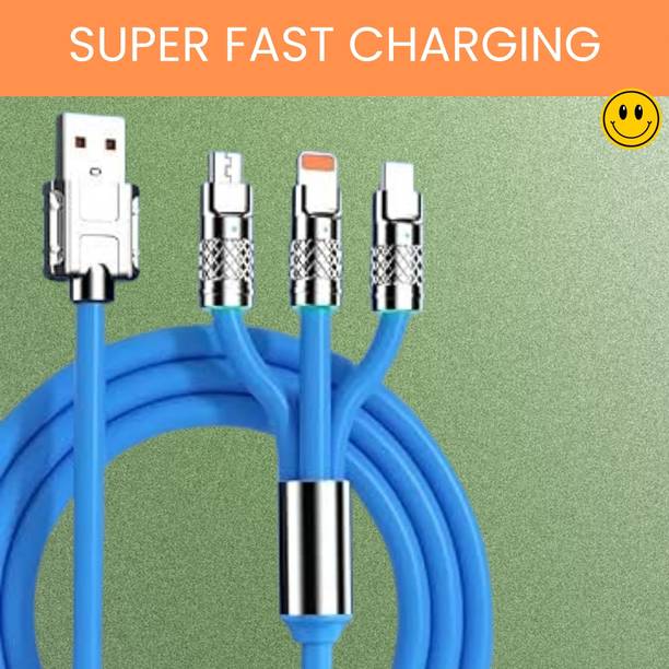 SACRO 3-in-1 Cable 1 m 3 in 1 Charging Cable With Type C, Lightning & Compatible with All MobileQ359