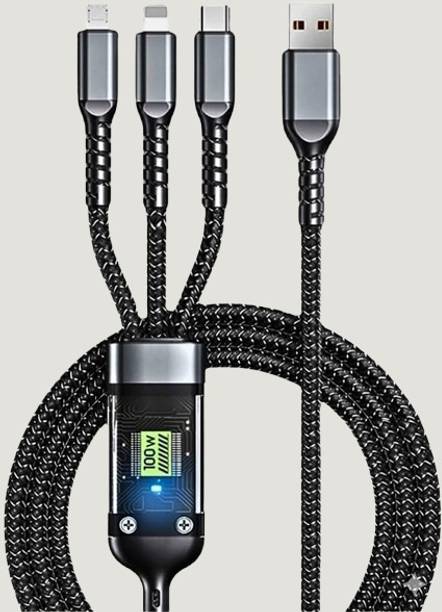 TSKIZ 3-in-1 Cable 6 A 1 m Ultimate Charge Cable 100W, 3-in-1, Fast Sync, Type C Lightning Micro c927