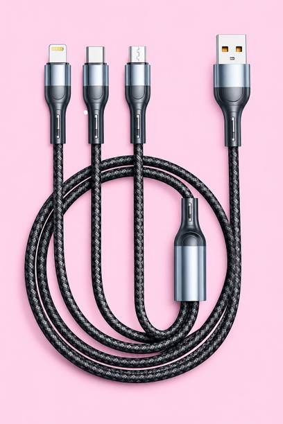 Jaaro 3-in-1 Cable 3 A 1 m BRAIDED Multi USB Charger Cable 3 in 1 Nylon Braided 4ft Fast Charging Cord