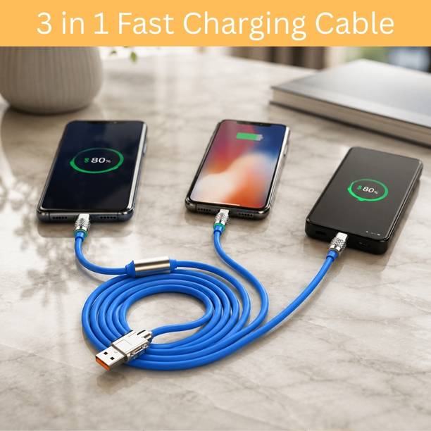 Clairbell 3-in-1 Cable 1 m 3-in-1 Fast Charging Cable USB-A to Type-C, Lightning for Mobile & TabletsCK419