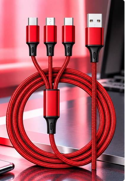 MOBIXONE MART 3-in-1 Cable 1 m MOBIXONE 3-in-1 Cable 1 m Nylon Braided 16 USB Fast Charging Cable for Android, iOS and Type C Devices