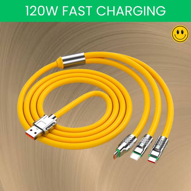SACRO 3-in-1 Cable 1 m 3 in 1 Charging Cable With Type C, Lightning & Compatible with All MobileQ493