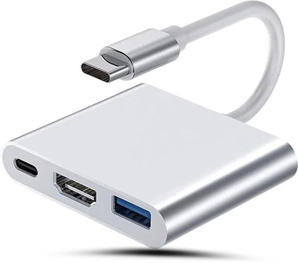 CIHROX 3-in-1 Cable 2 A 0.1 m Heavy Steel 3-in-1 USB Type C Adapter to Project Screen of Your USB Type-C Enabled Device on a Large Screen of Any HDMI Monitor Like TV, Projector