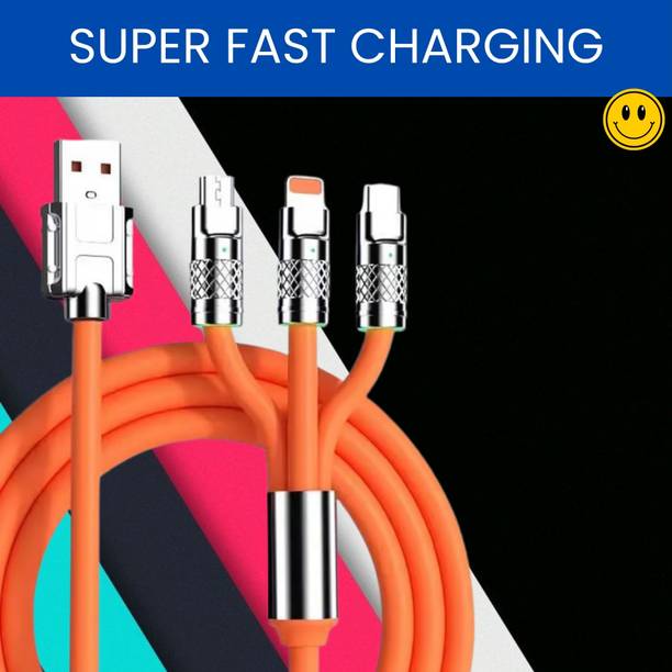 SACRO 3-in-1 Cable 1 m 3 in 1 Charging Cable With Type C, Lightning & Compatible with All MobileQ391