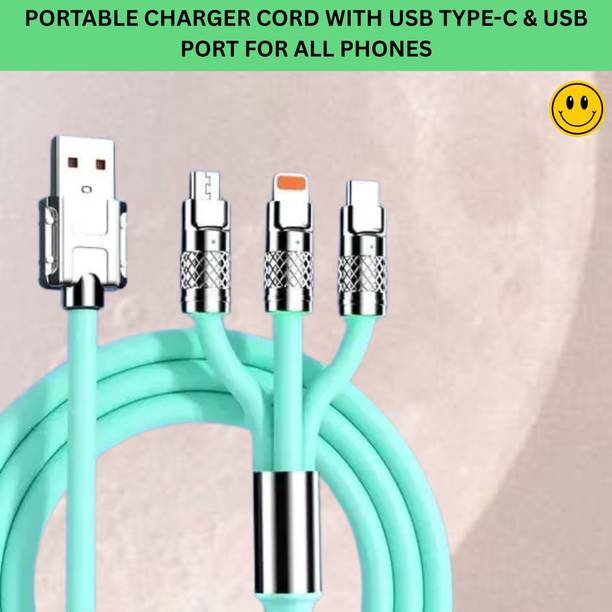 SACRO 3-in-1 Cable 1 m 3 in 1 Charging Cable With Type C, Lightning & Compatible with All MobileQ477