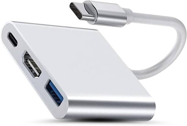 CIHROX 3-in-1 Cable 2 A 0.1 m Heavy Steel 3 in 1 plug & play adapter with USB-C to HDMI & USB 3.2 with PD apply for MacBooks