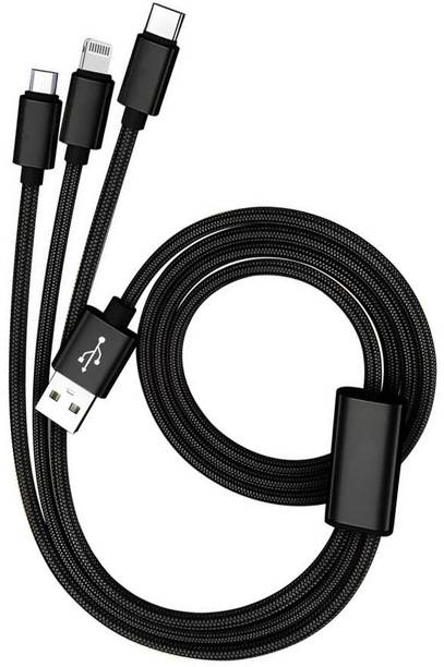RENTOOR 3-in-1 Cable 1 m Amazing Quality USB Phone Cable Charging Cable 3 in 1 Multi USB Cable Multiple Charger Fast Charging Cord