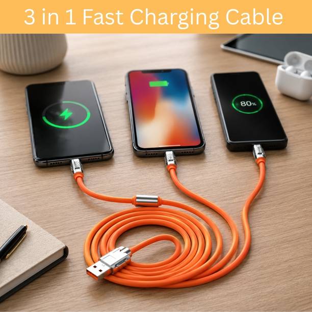 SYARA 3-in-1 Cable 1 m 3-in-1 Fast Charging Cable USB-A to Type-C, Lightning for Mobile & TabletsCL184