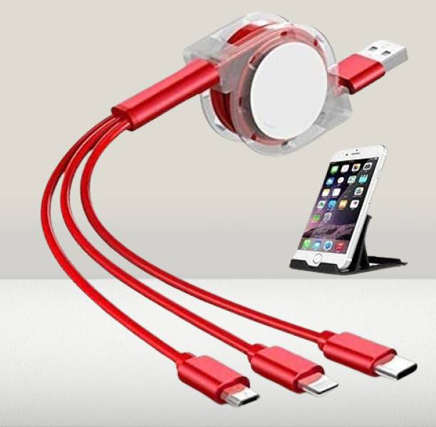 Bashaam 3-in-1 Cable 1.2 m R116 3 in 1 Cable Brand New Retractable Wire Comaptible For Many Devices