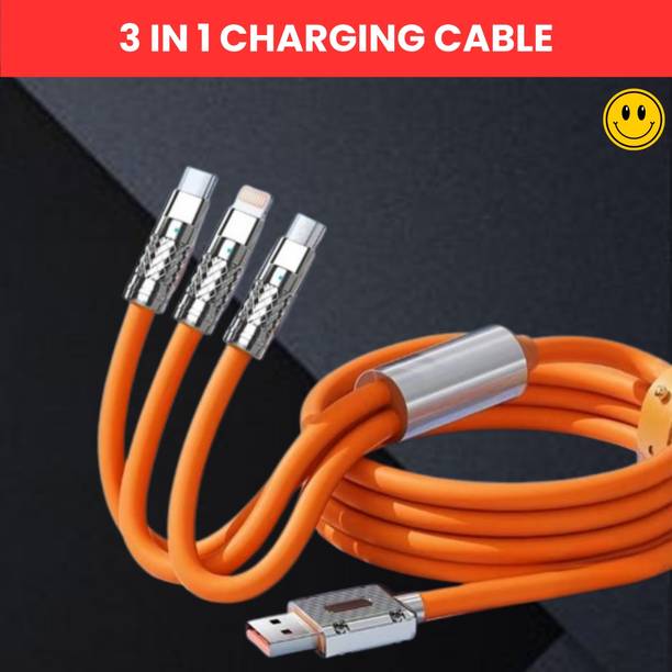 SACRO 3-in-1 Cable 1 m 3 in 1 Charging Cable With Type C, Lightning & Compatible with All MobileW472
