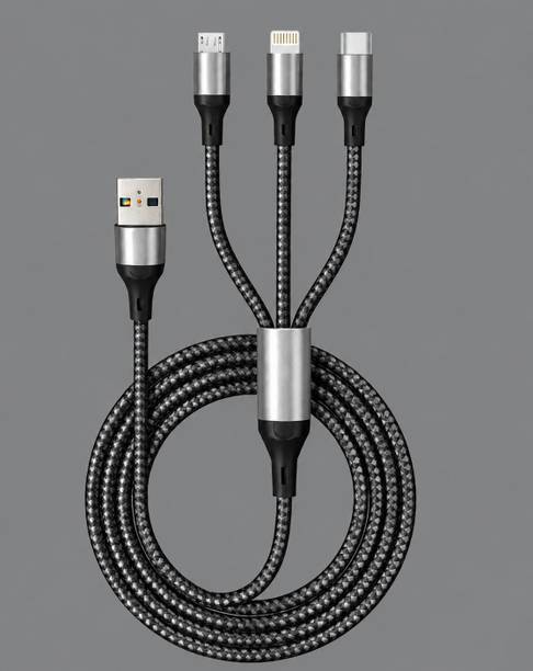 Jaaro 3-in-1 Cable 3 A 1 m BRAIDED 3 in 1 Multi Charging Cable 4ft Nylon Braided Fast Charger Cord for All Phones