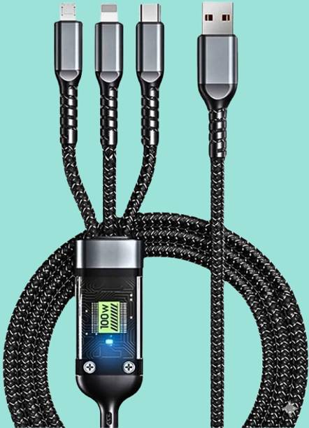 TSKIZ 3-in-1 Cable 6 A 1 m Ultimate Charge Cable 100W, 3-in-1, Fast Sync, Type C Lightning Micro c885