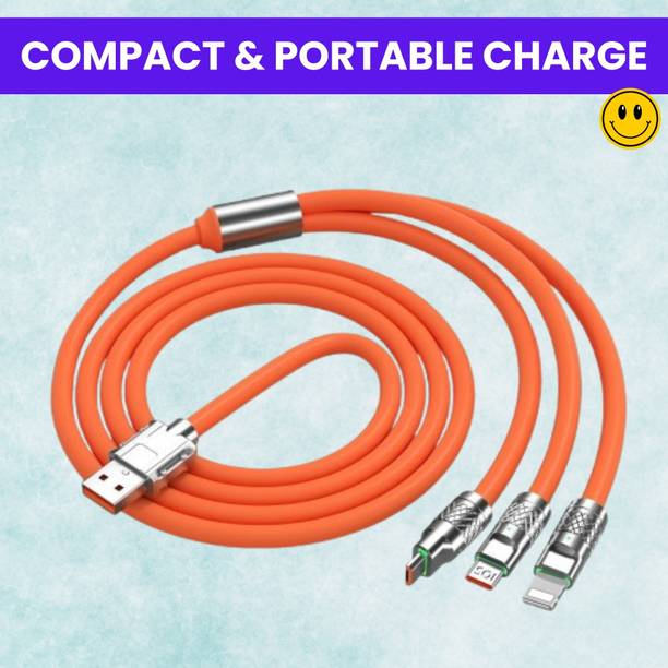 SACRO 3-in-1 Cable 1 m 3 in 1 Charging Cable With Type C, Lightning & Compatible with All MobileQ453