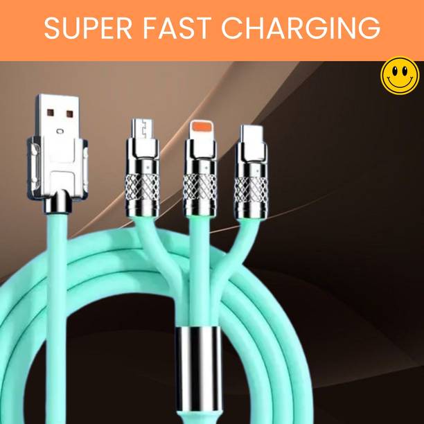 SACRO 3-in-1 Cable 1 m 3 in 1 Charging Cable With Type C, Lightning & Compatible with All MobileQ379