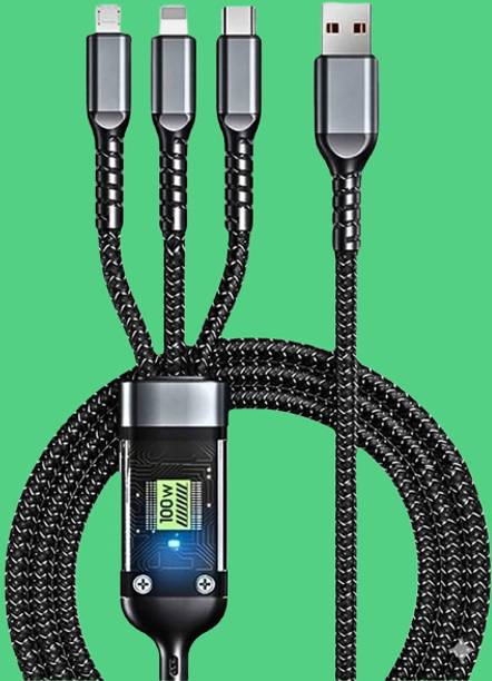 TSKIZ 3-in-1 Cable 6 A 1 m Ultimate Charge Cable 100W, 3-in-1, Fast Sync, Type C Lightning Micro c889