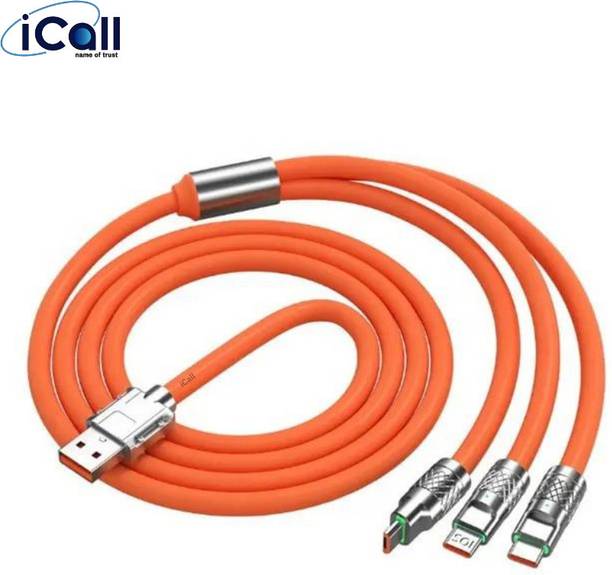 icall 3-in-1 Cable 1.2 m USB Fast Charging Cable, Mobile, Tablet, Computer, Laptop, Smart Watch, Trimmer, Speaker Cable for Android & IOS