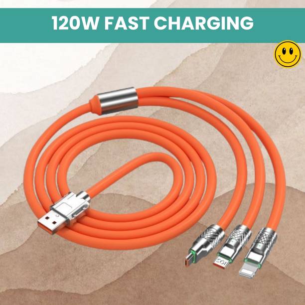 SACRO 3-in-1 Cable 1 m 3 in 1 Charging Cable With Type C, Lightning & Compatible with All MobileQ455