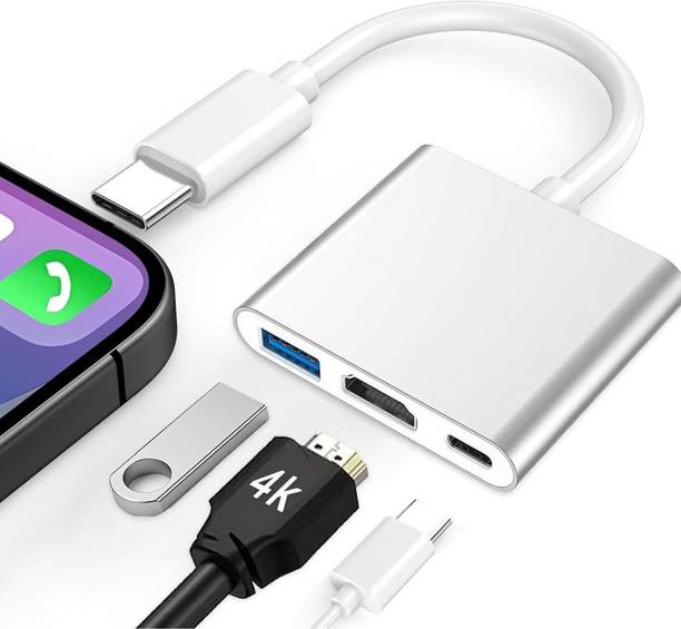 WEROX 3-in-1 Cable 2 A 1 m Havy steel USB C to HDMI Adapter, Thunderbolt 3 to HDMI Hub with USB-C Digital Audio Video Multiport Adapter