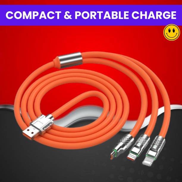 SACRO 3-in-1 Cable 1 m 3 in 1 Charging Cable With Type C, Lightning & Compatible with All MobileQ373