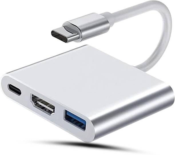 CIHROX 3-in-1 Cable 2 A 0.1 m Heavy Steel Type C to HDMI Adapter (3-in-1), Multiport USB C Hub with 4K@30Hz, USB 3.0 @ 5Gbps, 100 W PD Charging Port for Laptop, MakBook, PC and Other Type C Devices