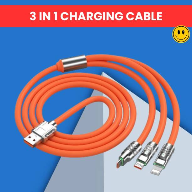 SACRO 3-in-1 Cable 1 m 3 in 1 Charging Cable With Type C, Lightning & Compatible with All MobileQ365