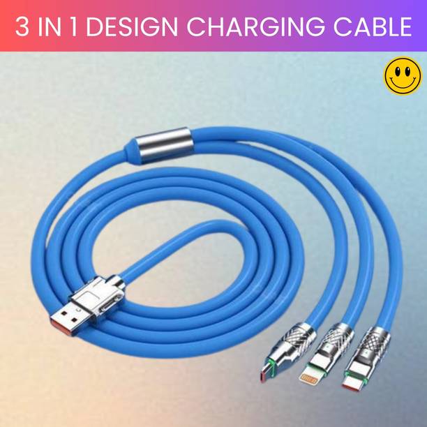 SACRO 3-in-1 Cable 1 m 3 in 1 Charging Cable With Type C, Lightning & Compatible with All MobileQ315