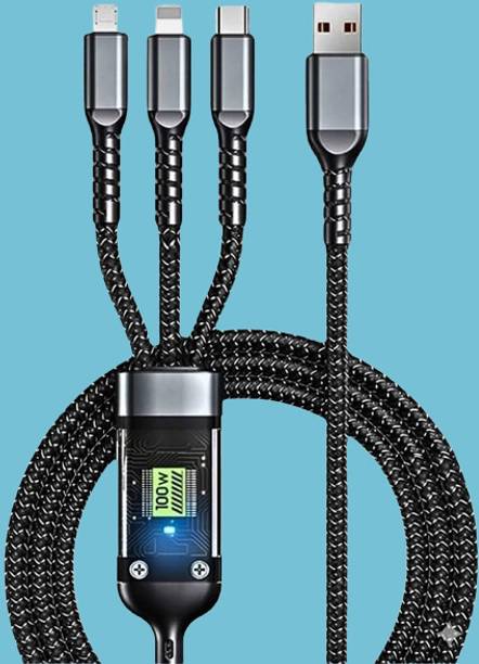 TSKIZ 3-in-1 Cable 6 A 1 m Ultimate Charge Cable 100W, 3-in-1, Fast Sync, Type C Lightning Micro c897