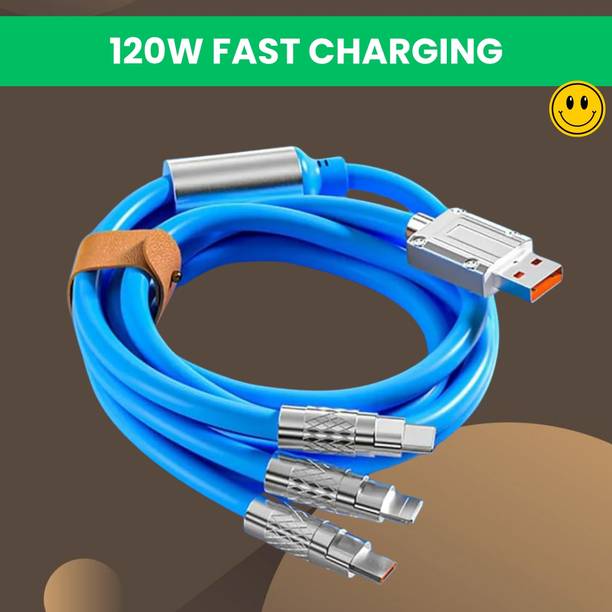 SACRO 3-in-1 Cable 1 m 3 in 1 Charging Cable With Type C, Lightning & Compatible with All MobileW96