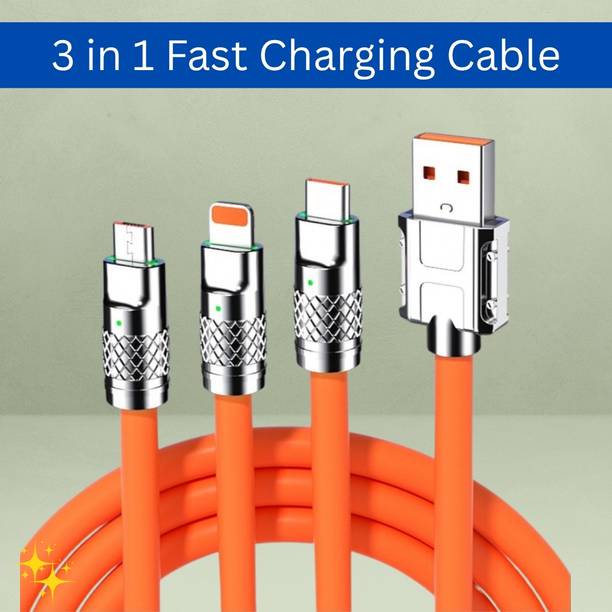 YAROH 3-in-1 Cable 1 m 3 in 1 Charging Cable With Type C, Lightning & Compatible with All MobileSG330