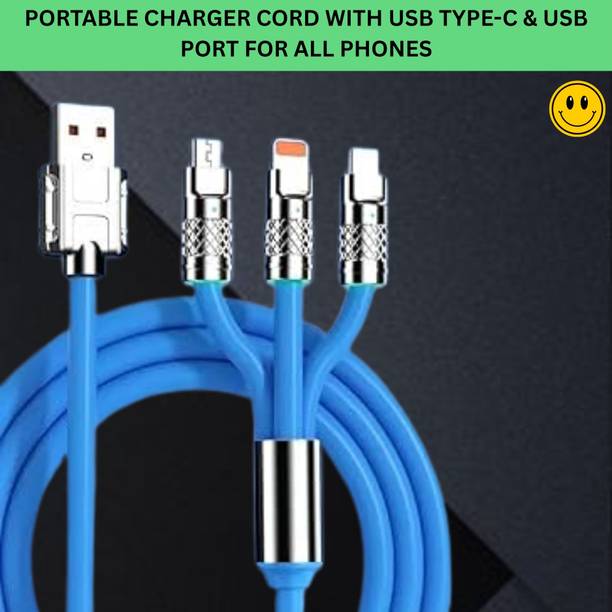 SACRO 3-in-1 Cable 1 m 3 in 1 Charging Cable With Type C, Lightning & Compatible with All MobileQ81