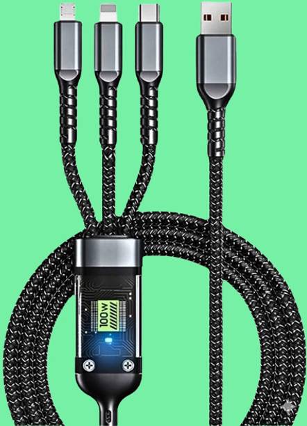 TSKIZ 3-in-1 Cable 6 A 1 m Ultimate Charge Cable 100W, 3-in-1, Fast Sync, Type C Lightning Micro c930