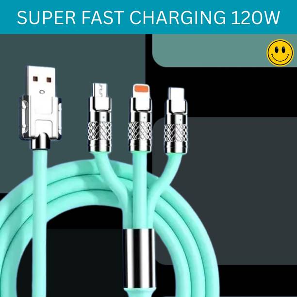 SACRO 3-in-1 Cable 1 m 3 in 1 Charging Cable With Type C, Lightning & Compatible with All MobileQ109