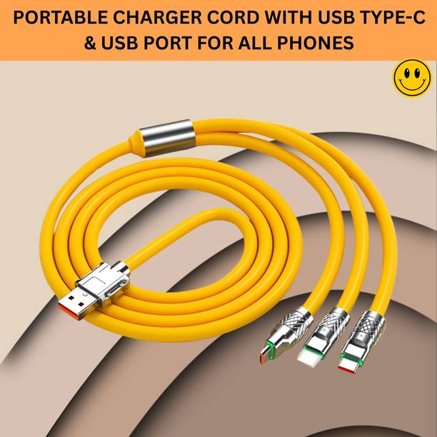 SACRO 3-in-1 Cable 1 m 3 in 1 Charging Cable With Type C, Lightning & Compatible with All MobileQ347