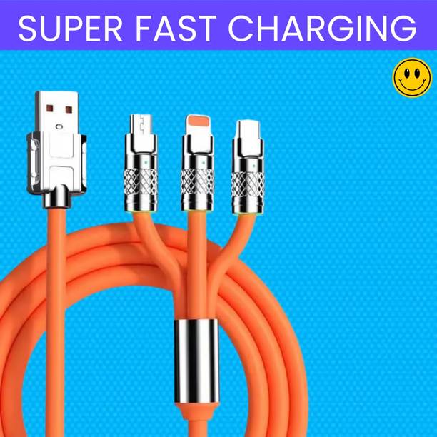 SACRO 3-in-1 Cable 1 m 3 in 1 Charging Cable With Type C, Lightning & Compatible with All MobileW6